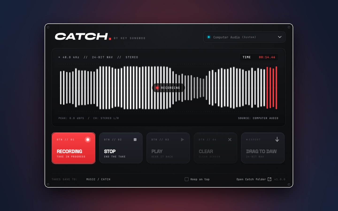 The Catch app interface
